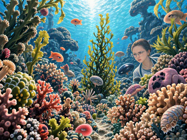 热带珊瑚礁海域海藻共生，揭秘底栖生物的生存奥秘