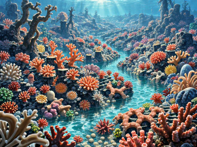 热带珊瑚礁海域礁岩造景，打造沉浸式珊瑚礁生态景观指南