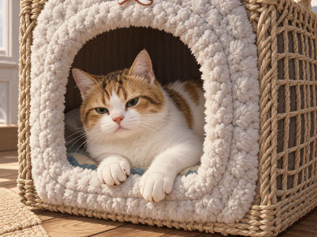 猫窝材质怎么选?搭配安静休息区,科学饮食助猫安睡