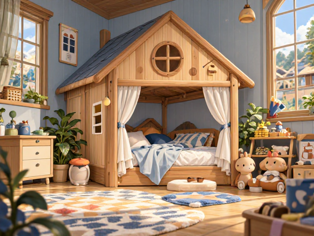联邦原木卡通小屋造型家具，打造儿童房梦幻IP空间