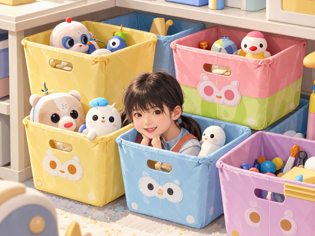 卡通方形收纳角,儿童房高效整理术,打造可爱小天地