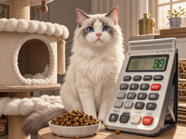 根据猫体重选专用猫粮，搭配猫爬架助其健康成长