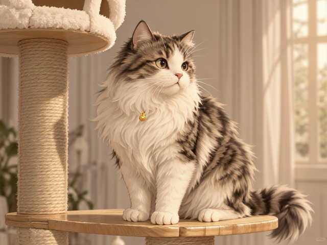 根据猫体重选专用猫粮，搭配猫爬架助其健康成长