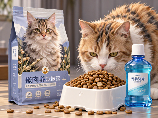 专用猫粮搭配防猫砂碗与宠物漱口水，打造科学养宠新体验