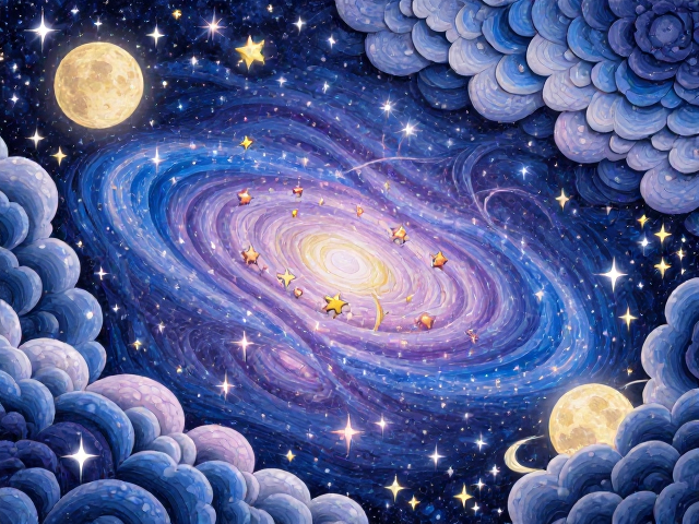 星空宇宙立体浮雕卡通画,打造梦幻儿童房背景墙设计灵感