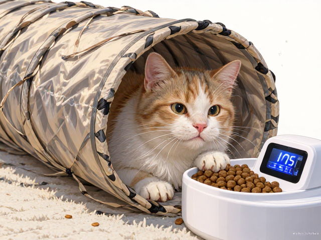 专用猫粮搭配猫隧道与饮水监测器,打造科学养宠新体验