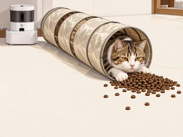 专用猫粮搭配猫隧道与饮水监测器,打造科学养宠新体验