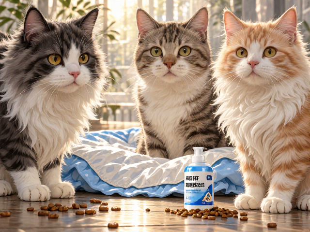 专用猫粮搭配尿垫除菌喷雾，科学养宠打造洁净生活