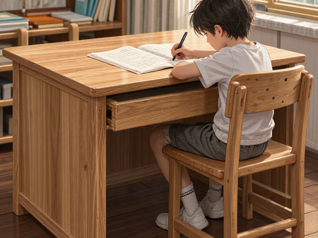 小学生实木榉木书桌,大容量耐用,专注学习好帮手