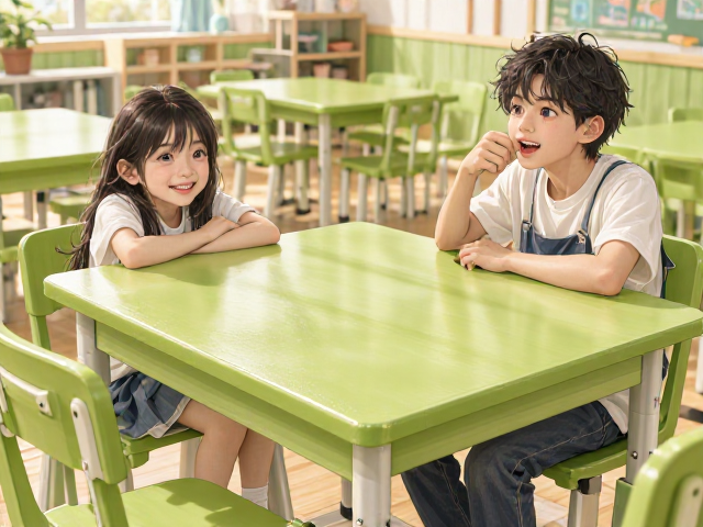 幼儿园教室可升降清新绿色系桌椅配置指南