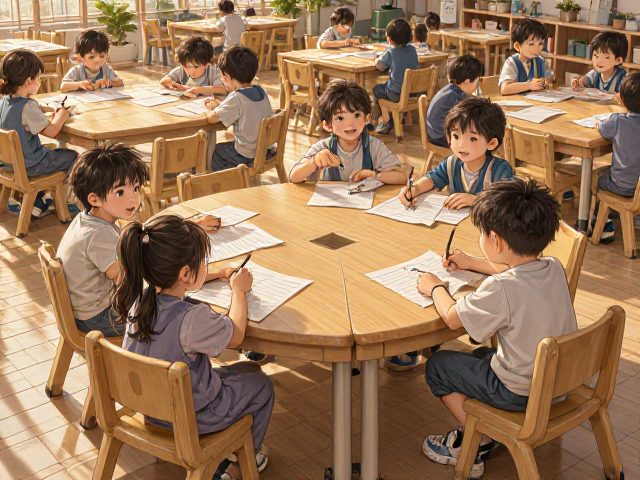 通过美国ASTM认证的可升降幼儿园集体桌椅配置指南