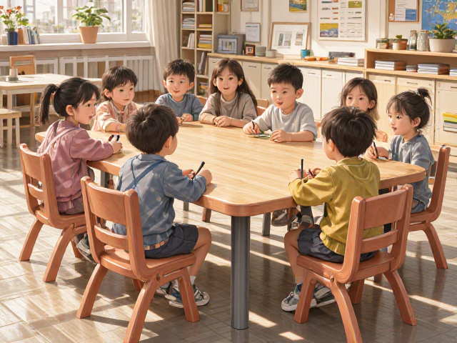 通过美国ASTM认证的可升降幼儿园集体桌椅配置指南