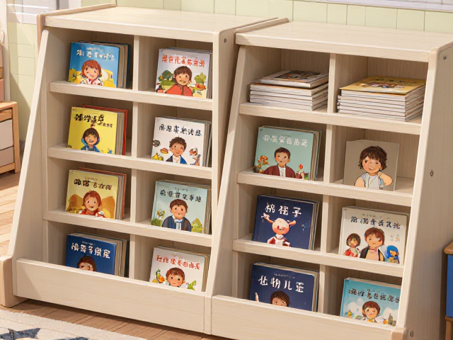 可升降绘本展示格，环保水性漆打造儿童房安全收纳角