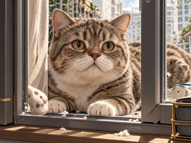 英国短毛虎斑猫掉毛严重?安全门窗防护指南