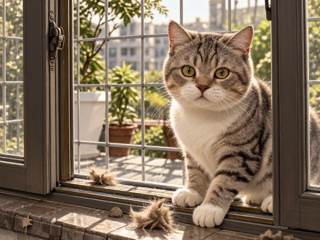 英国短毛虎斑猫掉毛严重?安全门窗防护指南