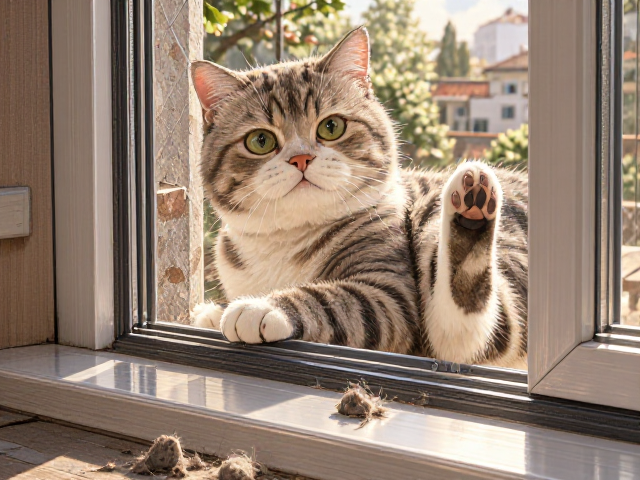英国短毛虎斑猫掉毛严重?安全门窗防护指南
