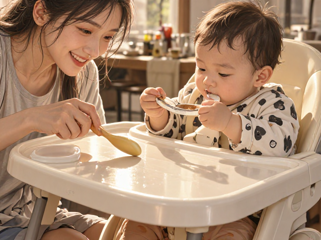 婴幼儿餐桌定期打蜡保养,可调节高度更省心
