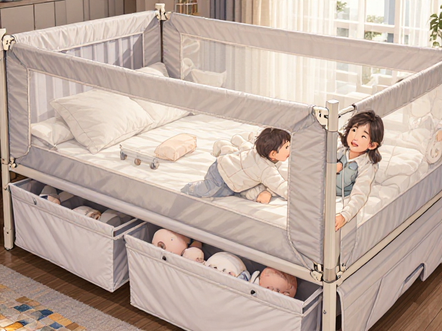 婴幼儿床铺高度可调节带收纳,安全省心好收纳