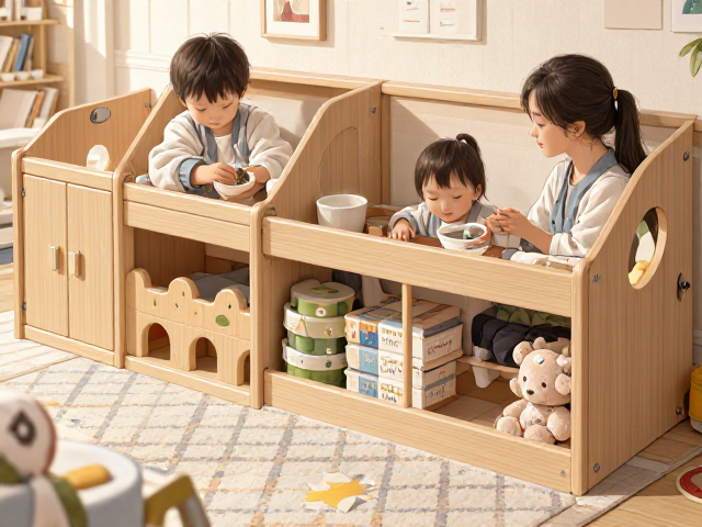 婴幼儿原木色模块化家具,安全环保与自由组合的育儿新选择