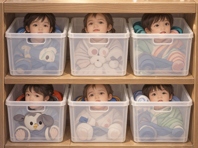 婴幼儿塑料储物盒,抽屉翻盖设计,安全收纳更省心