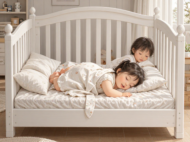 婴幼儿实木床怎么选?白色原木风随身高调节,宝宝睡得香