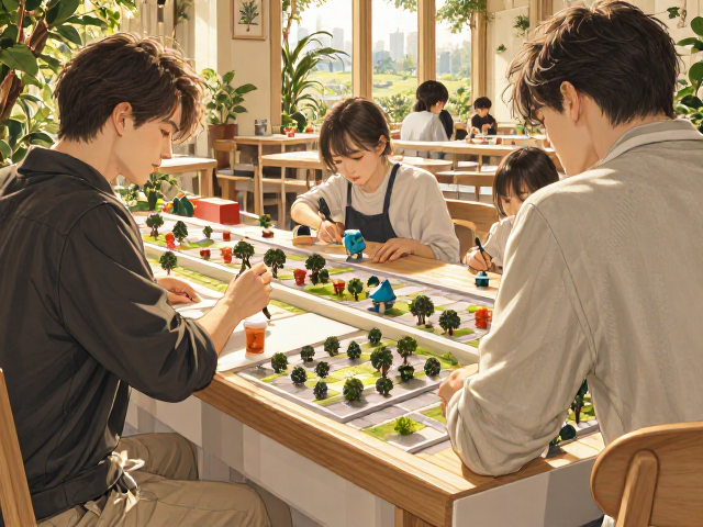 餐厅用餐位旁设玩具模型展示,打造亲子学习互动新空间