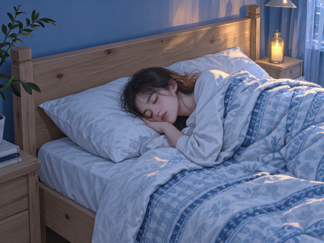 北欧风天然原木家具，蓝色系助眠镇静，打造静谧卧室