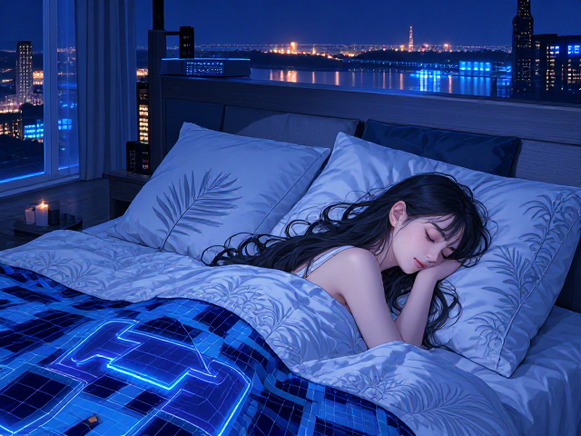 北欧风科技感卧室,蓝色助眠镇静设计,打造沉浸式睡眠空间