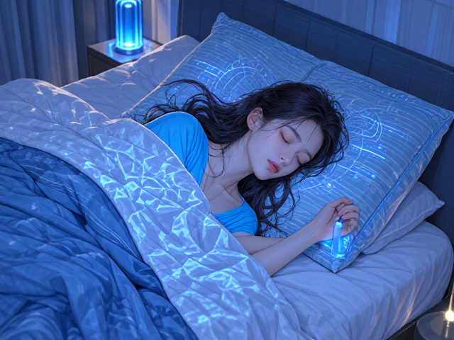 北欧风科技感卧室,蓝色助眠镇静设计,打造沉浸式睡眠空间