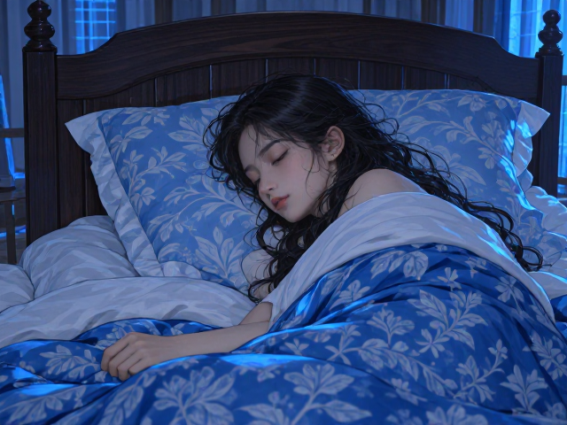 北欧风深色实木家具,蓝色系助眠镇静,打造静谧卧室