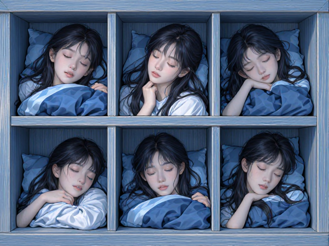 北欧风蓝色助眠设计，天然木材纹理营造宁静卧室