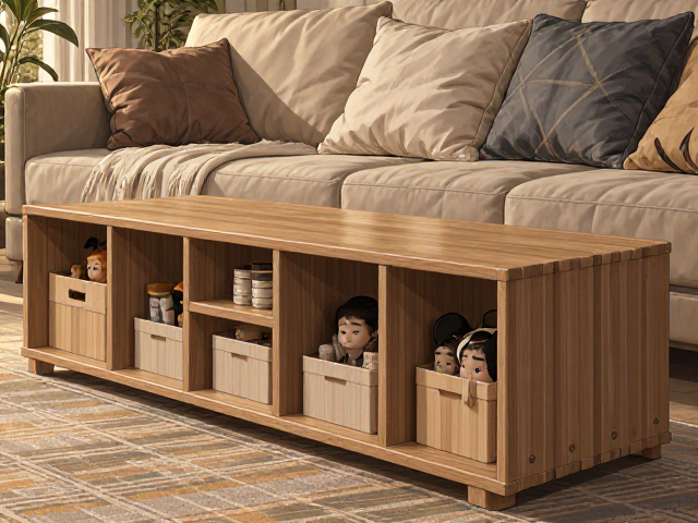 客厅沙发配开放式储物格，稳固加固设计让收纳更安心