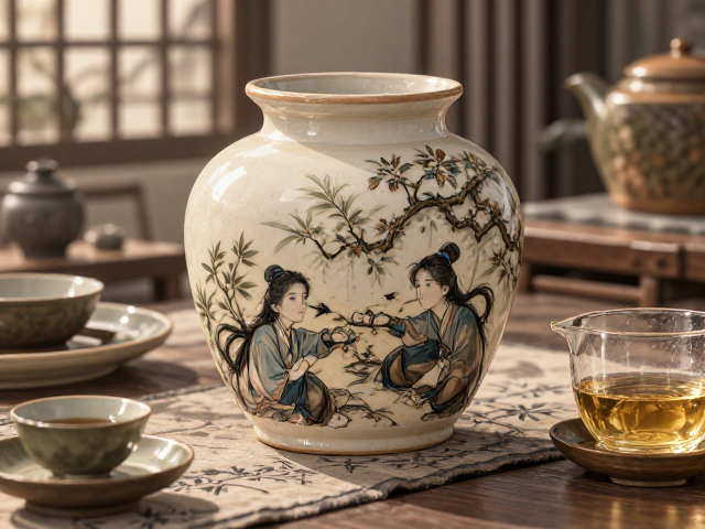 粗陶插花器皿推荐,釉下彩绘古朴雅致,打造中式美学茶席
