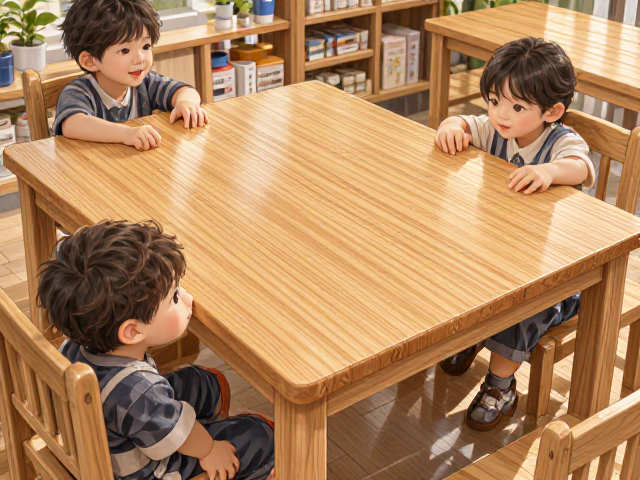幼儿园一体压缩木桌选购,松木橡木橡胶木哪种好?