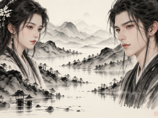 北欧风融入水墨色彩与曲线造型,打造极简意境空间