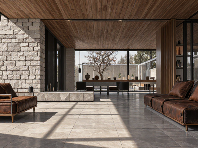 北欧风装修灵感，石材，木材，做旧皮革，打造高级质感家居