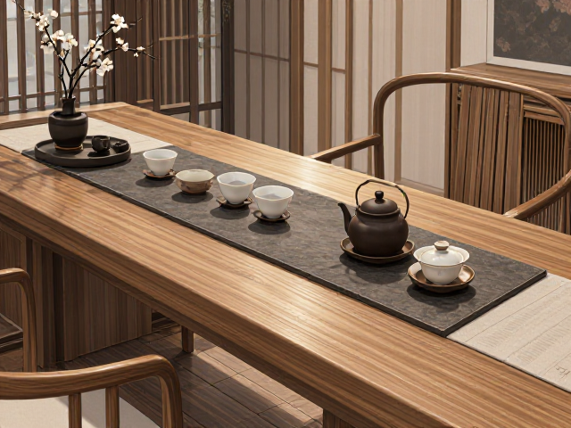 实木茶室搭配板岩茶席,打造高颜值新中式茶空间
