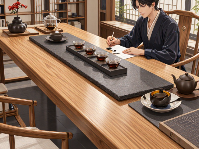 实木茶室搭配板岩茶席,打造高颜值新中式茶空间