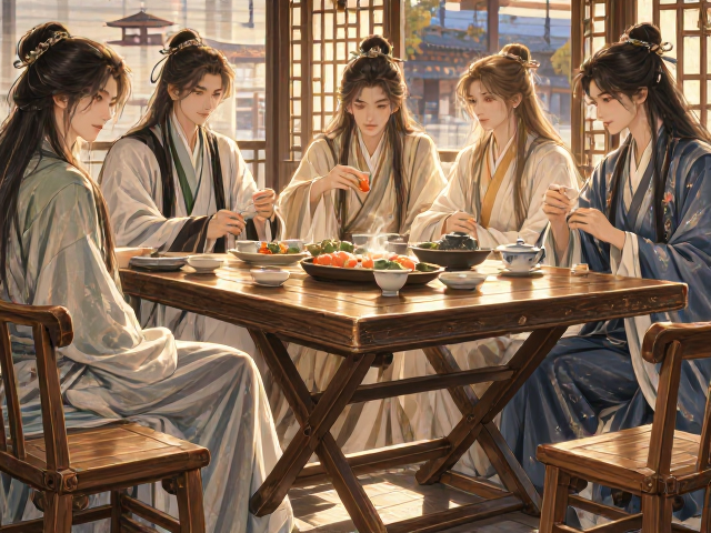 可收纳折叠餐桌,中式稳重陈列,打造临时用餐高颜值空间