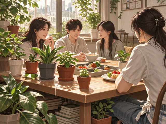 卧室绿植养护台,亲友聚会聊天的静谧角落