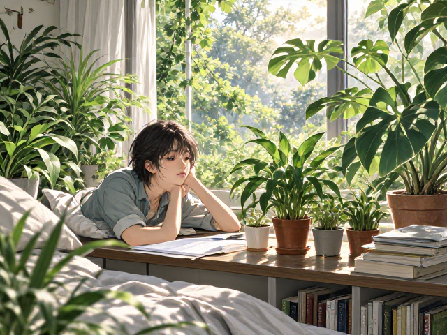 卧室绿植养护台,打造书房思考工作的静谧绿洲