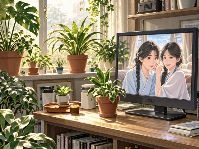 卧室绿植养护台,打造日常观影陪伴的治愈角落