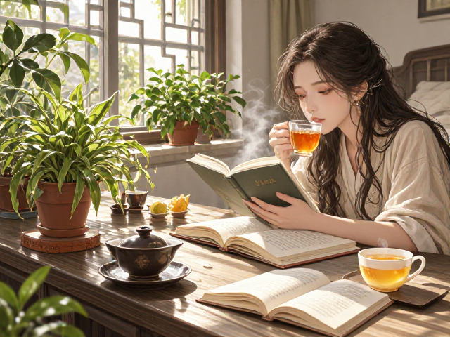 午后阅读品茶,卧室绿植养护台打造静谧小确幸角落