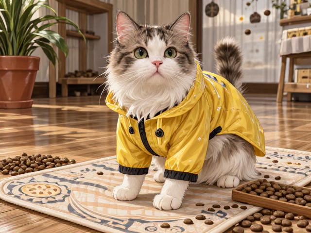 专用猫粮搭配宠物雨衣与家具防刮垫,打造舒适养宠生活指南