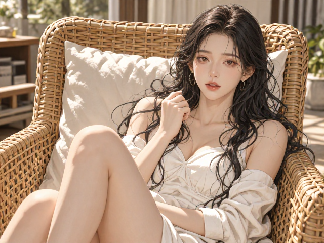 藤条自然风方形靠背椅,曲线设计打造舒适家居氛围