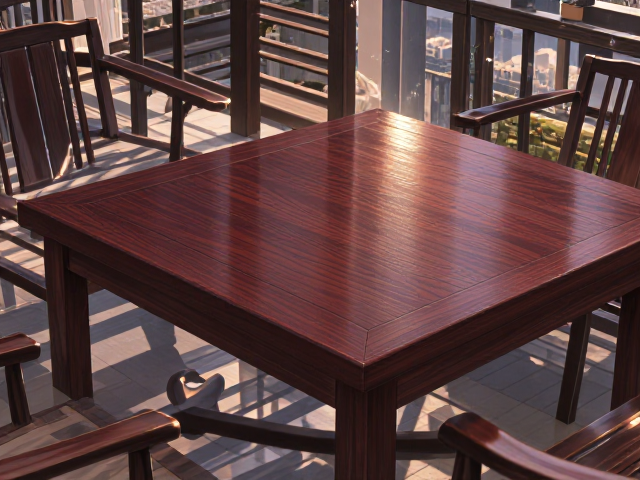 深色红木方桌,打造阳台休闲区的静谧角落