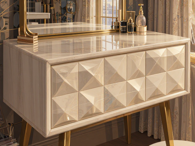 2024流行趋势，方形卧室梳妆台，几何镂空设计提升颜值