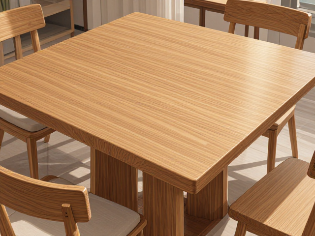 无腿式原木风方形餐桌，自然质感打造极简家居美学