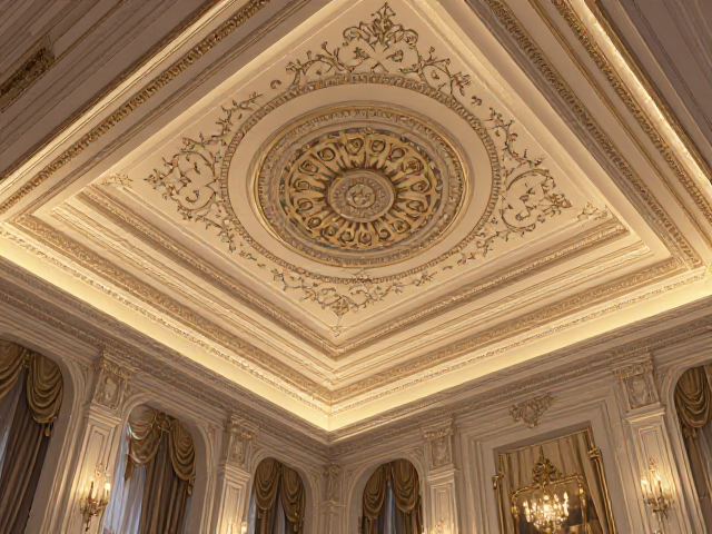 欧式宫廷风方形吊顶设计,打造奢华大气家居空间