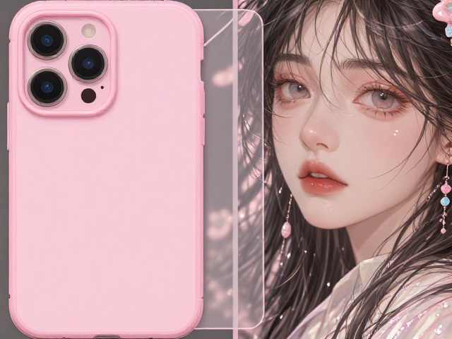 粉色少女心方形手机壳，一键快折设计超实用